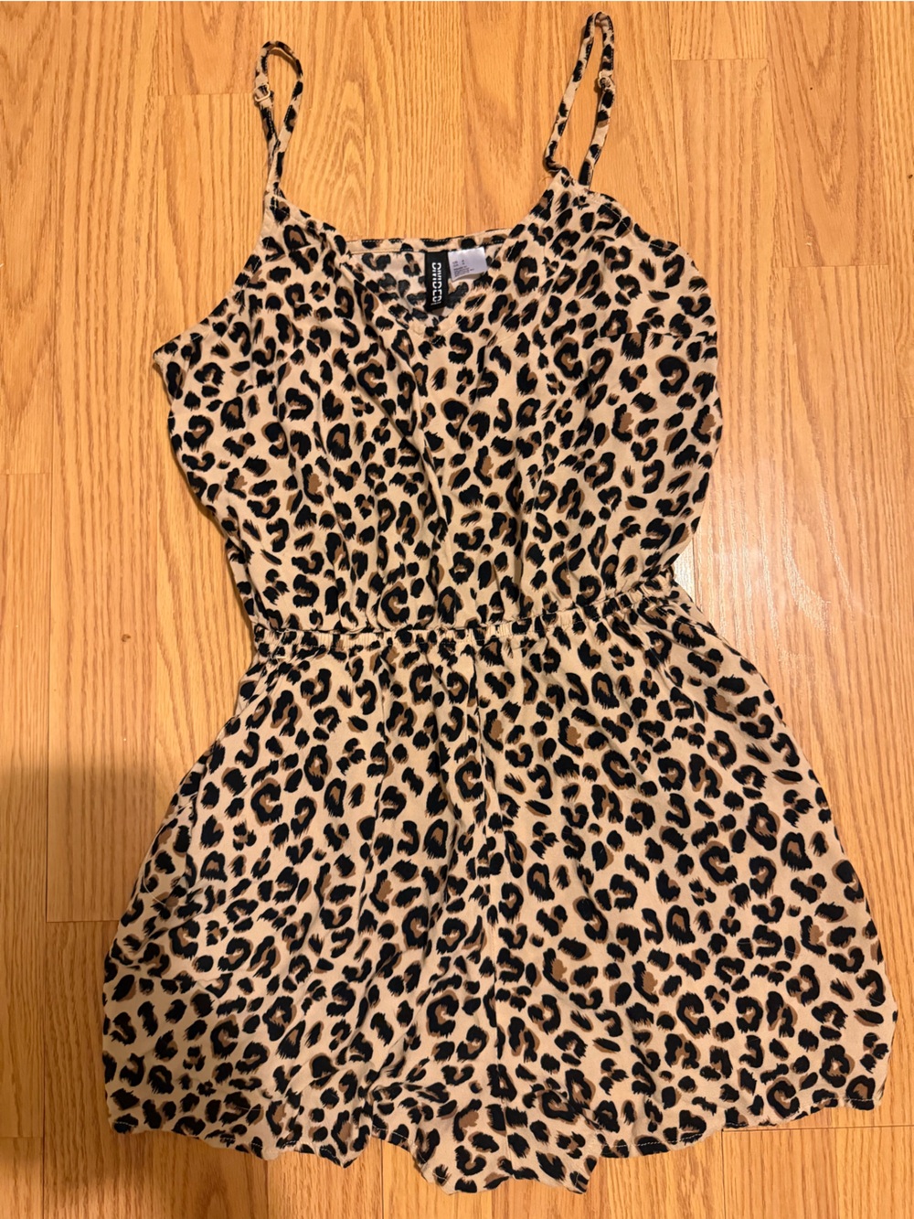 Divided Leopard Print One-Piece Romper - Beige and Black